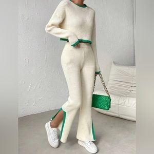 COPY - New Cream and Green Sweater Set (Medium)